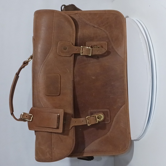 Orvis Bags Orvis Gokey Tan Heavy Saddle Leather Briefcase Messenger Bag Poshmark